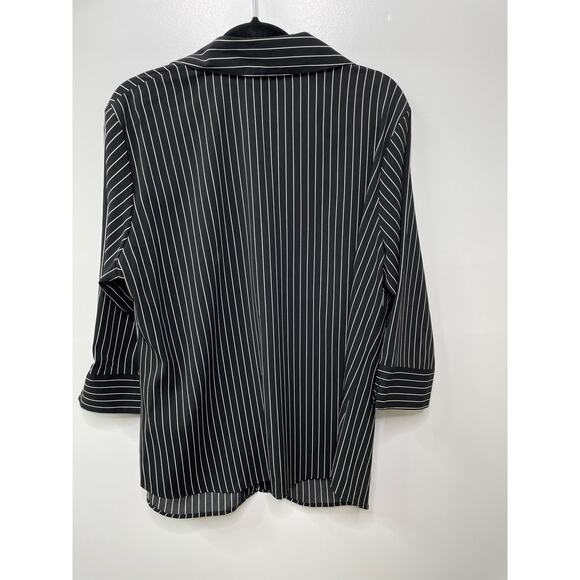 Elementz Stretch High Low Button Front Shirt Striped Black Women's Size 2X NWT - Picture 7 of 10